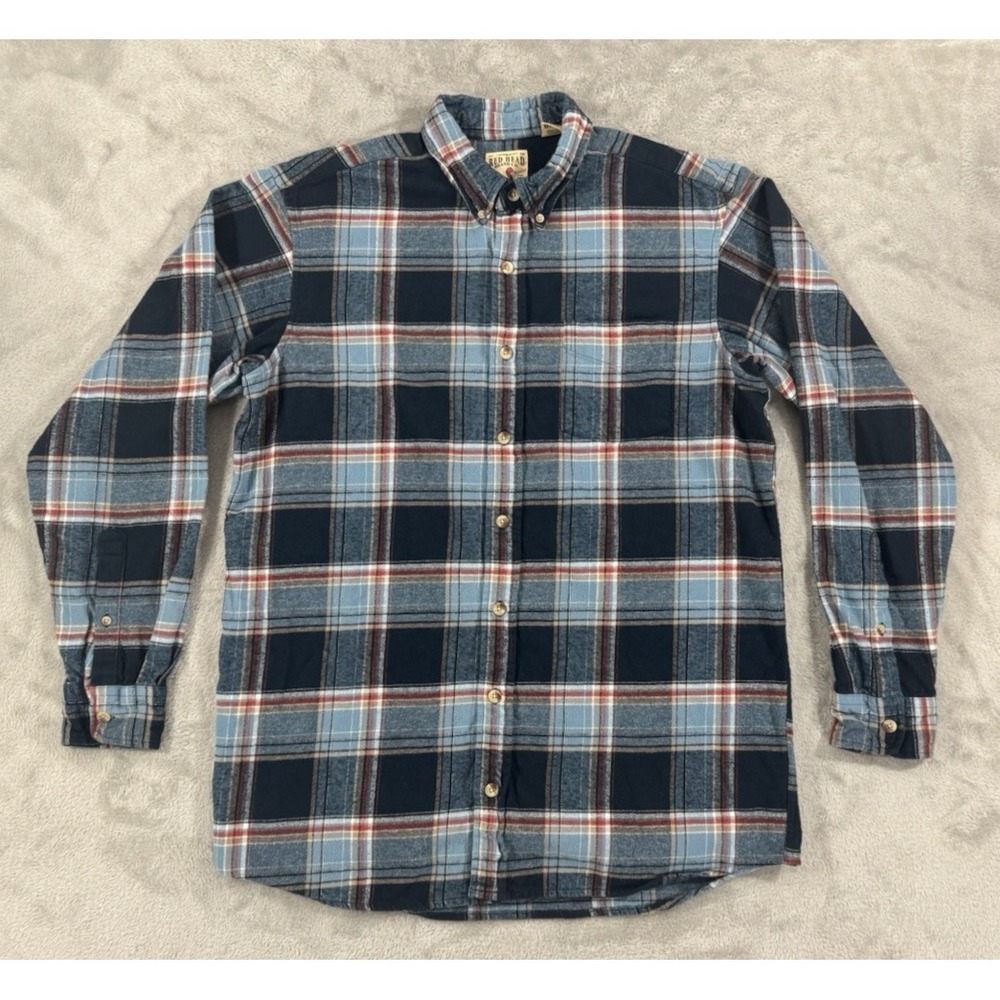 Red Head Shirt Jacket Mens L Tall Flannel Shacket Soft Comfort Western Red Blue